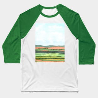 Orange and Green Landscape Baseball T-Shirt